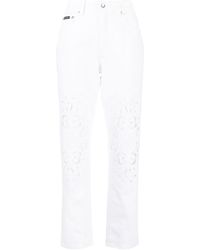Dolce & Gabbana - Pantalon droit à détail de dentelle - Lyst