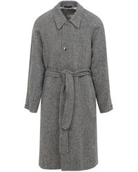 Paul Smith - Light Harris Tweed Herringbone Belted Coat - Lyst