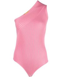 Aeron - Ribbed-knit Asymmetric Sleeveless Bodysuit - Lyst