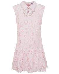 Self-Portrait Tiered Lace Mini Dress in Pink | Lyst