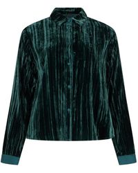 Emporio Armani - Crinkled-Velvet Shirt - Lyst
