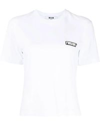 MSGM - Logo-Patch Short-Sleeve T-Shirt - Lyst
