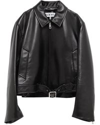 Loewe - Belted Leather Jacket - Lyst