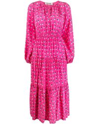Diane von Furstenberg - Long-Sleeved Round Neck Midi Dress - Lyst