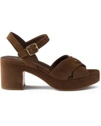 Prada - Suede Platform Sandals - Lyst