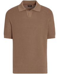 ZEGNA - Knitted Cotton Polo Shirt - Lyst