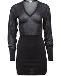 Fleur du Mal - V-Neck Long-Sleeve Mini Dress - Lyst