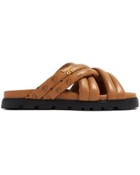 MCM - Visetos-Print Crossover Leather Slides - Lyst