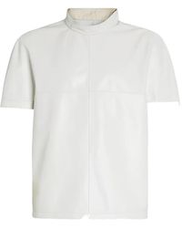 Ferragamo - Short-Sleeved Leather T-Shirt - Lyst