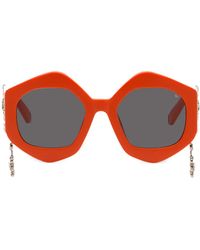 Philipp Plein - Zonnebril Met Zeshoekig Montuur En Doodskop Bedel - Lyst
