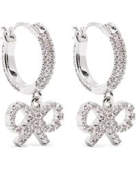 Self-Portrait - Crystal Bow Hoop Earrings - Lyst