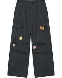 Mini Cream - Flower-Appliqué Cargo Trousers - Lyst