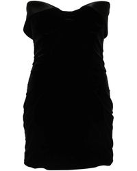 Mugler - Velvet And Satin Mini Dress - Lyst