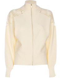 Twinset - Lace-Insert Zip-Front Cardigan - Lyst