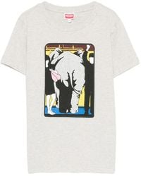 KENZO - Elephant-Print Cotton Top - Lyst