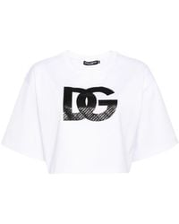 Dolce & Gabbana - Logo Cotton Cropped T-Shirt - Lyst