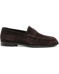 Poeve - Ruched Suede Loafers - Lyst