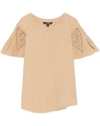 Ralph Lauren - Broderie-Anglaise Flutter-Sleeve T-Shirt - Lyst