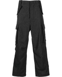 Laneus - Pinstripe Wool-blend Cargo Trousers - Lyst