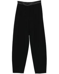 Emporio Armani - Satin-Trim Tapered Trousers - Lyst