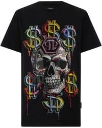 Philipp Plein - Round Neck T-Shirt Dollar Skull Stones - Lyst