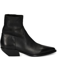Elena Iachi - Bottines En Cuir À Bout Pointu - Lyst