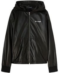 Palm Angels - Logo-print Hooded Leather Jacket - Lyst