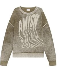AMISH - Logo-Print Drop-Shoulder Sweater - Lyst