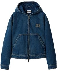 Miu Miu - フーデッド デニムジャケット - Lyst