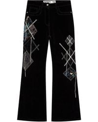 OPEN YY - Argyle-Patched Bootcut Trousers - Lyst