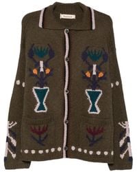 BAZISZT - Intarsia-Knit Button-Up Cardigan - Lyst