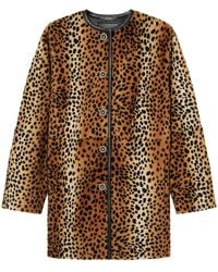 Versace - Leopard-Print Collarless Coat - Lyst