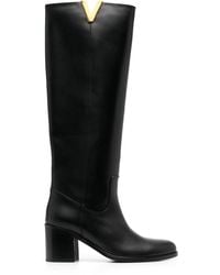 Via Roma 15 - Logo-Plaque 65Mm Leather Knee-Length Boots - Lyst