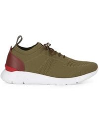 Isaia - Leather-Panel Low-Top Sneakers - Lyst