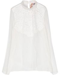 N°21 - Floral-lace Silk Blouse - Lyst