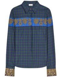 Dries Van Noten - Embroidered Cotton Flannel Shirt - Lyst