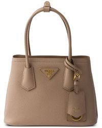 Prada - Mini-Sac Double En Cuir Saffiano - Lyst