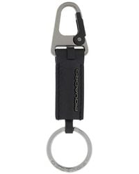 Piquadro - Carabiner Leather Keychain - Lyst