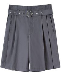 Jil Sander - Pleated Cotton Belted Shorts - Lyst