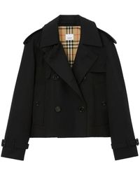 Burberry - Cotton Cropped Trench Coat - Lyst