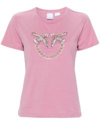 Pinko - Verziertes Love Birds T-Shirt - Lyst