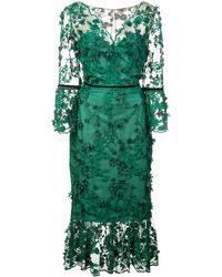 Marchesa notte Vestito con ricamo - Verde