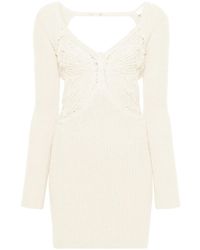Blumarine - Geribbelde Midi-Jurk Met Geborduurde Vlinder - Lyst