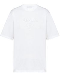 Prada - T-shirt Verfraaid Met Logo - Lyst