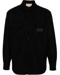 Gucci - Wollen Shirtjack Met Logopatch - Lyst