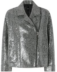 Pinko - Sequinned Pea Coat - Lyst