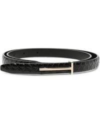 Tom Ford - T-Logo Snakeskin-Effect Belt - Lyst
