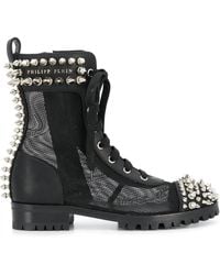 Philipp Plein - Studded 35Mm Lace-Up Boots - Lyst