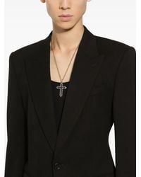 Dolce & Gabbana - 18Kt Geel- En Witgouden Cross Hanger Met Saffier En Diamant - Lyst