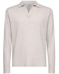 D4.0 - V-Neck Long-Sleeve Polo Shirt - Lyst